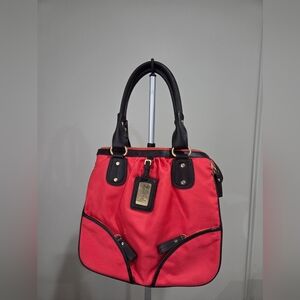 JPK Paris 75 Red Tote Bag with Brown  Trim